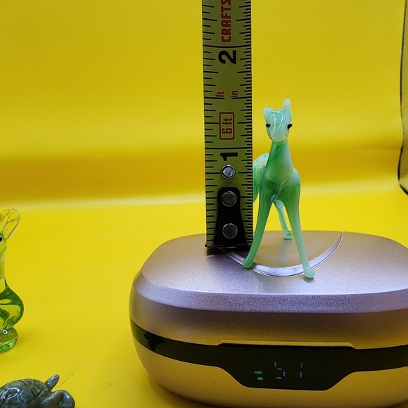 Vintage Hand Blown Glass Horse 1.5" Swirled Green White Figurine - Picture 4 of 5